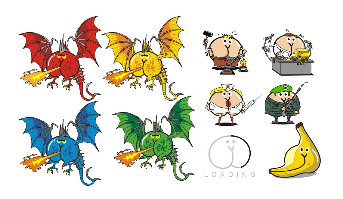 Drache Hufschmied Disponent Arzthelferin Soldat Loadin Grafik Banane