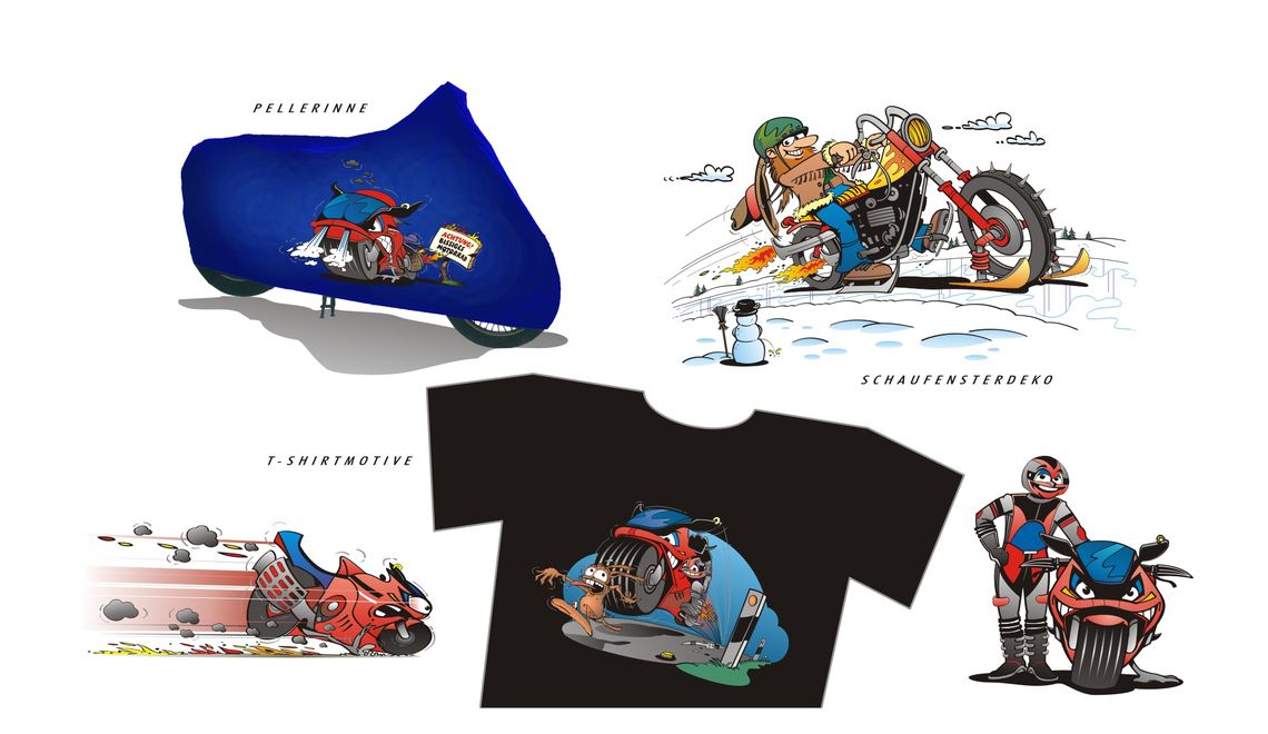 Maskottchen Louis und Lenny für eine Deutsche Motorradfirma