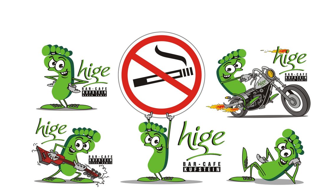 Maskottchen und Illustration für die Hige Bar Kufstein Tirol