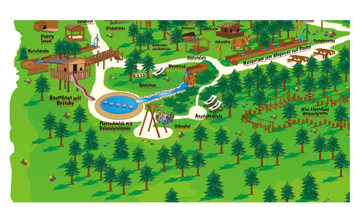 Illustration und Maskottchen für Kinderspielplatz Lauserland Alpbachtal