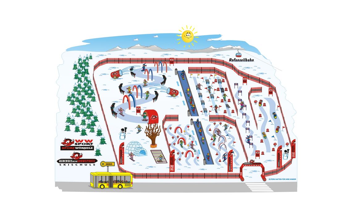 Individuelle Gestaltung und Maskottchen für Skischulen wie zum Beispiel Skiplan und vieles mehr