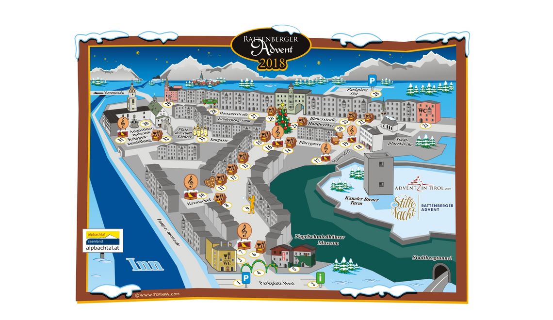 Illustration Adventplan für Gemeinde Rattenberg Alpbachtal Seenland Tirol