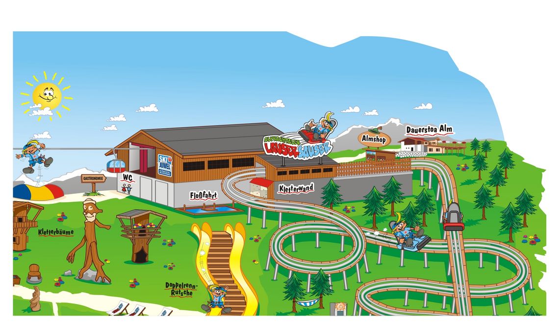 Maskottchen und Illustration Lauserland Bergbahn Alpbachtal Tirol