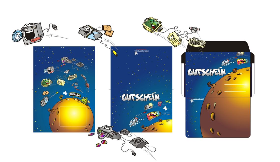 Maskottchen - Illustrationen - Grafik Design und Reinzeichnung für einen Gutschein